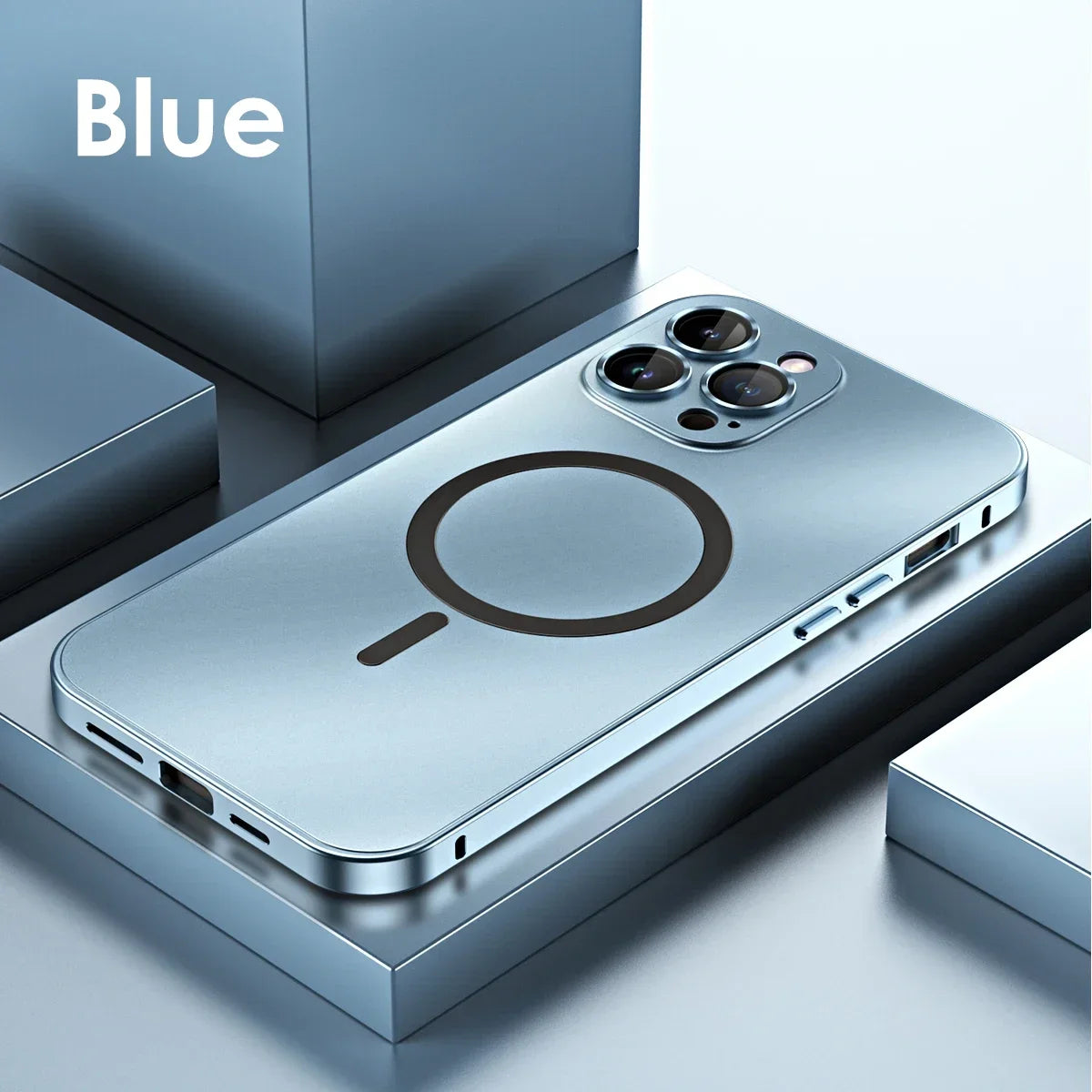 Magnetic Case for iPhone 13 14 15 Pro Max | Aluminum Frame Magsafe Cover with Glass Back & Lens Protection