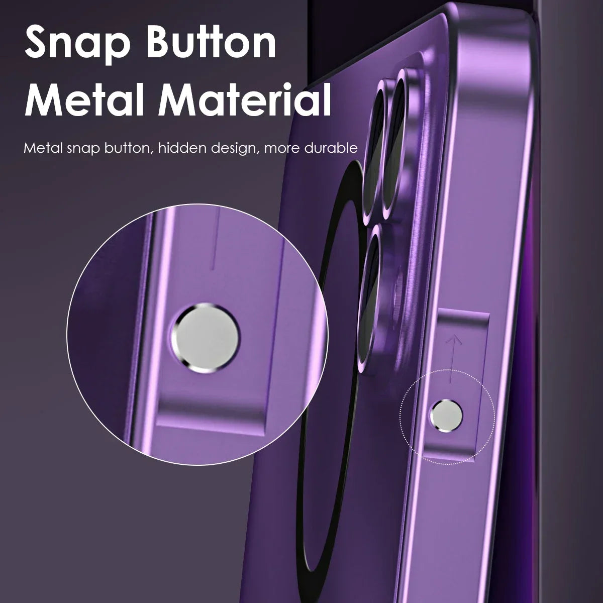 Magnetic Case for iPhone 13 14 15 Pro Max | Aluminum Frame Magsafe Cover with Glass Back & Lens Protection