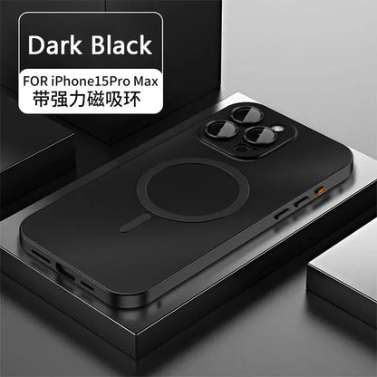 Magnetic Case for iPhone 13 14 15 Pro Max | Aluminum Frame Magsafe Cover with Glass Back & Lens Protection