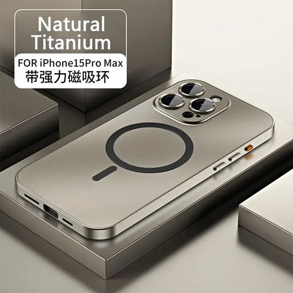 Magnetic Case for iPhone 13 14 15 Pro Max | Aluminum Frame Magsafe Cover with Glass Back & Lens Protection