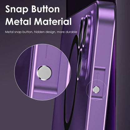 Magnetic Case for iPhone 13 14 15 Pro Max | Aluminum Frame Magsafe Cover with Glass Back & Lens Protection